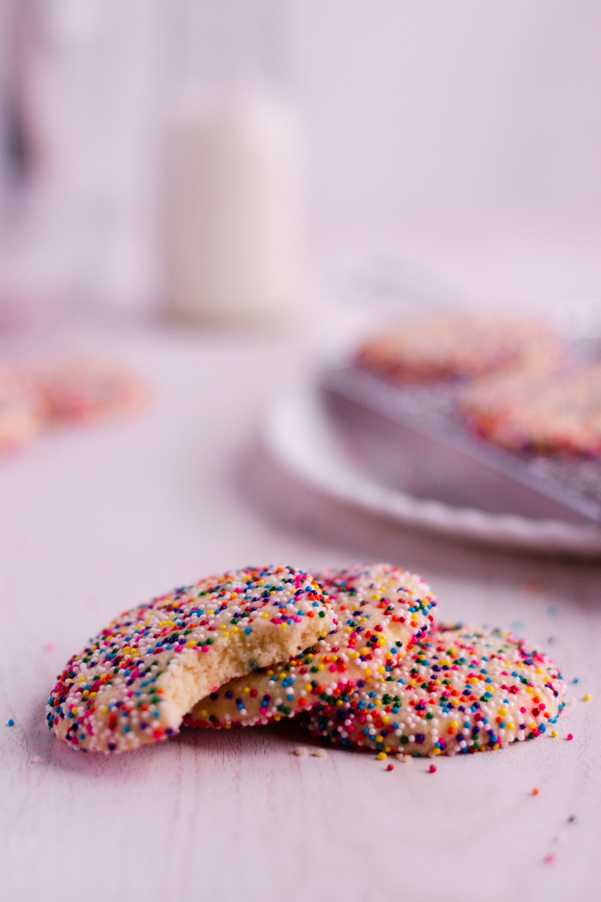 3 sugar cookies stacked sideways