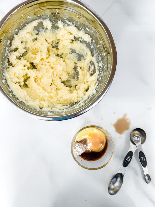 Sugar Cookie Process Shot - Butter and Sugar in Mixing Bowl