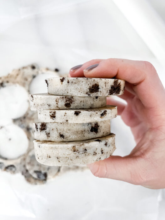 Cookie dough shapes stacked together