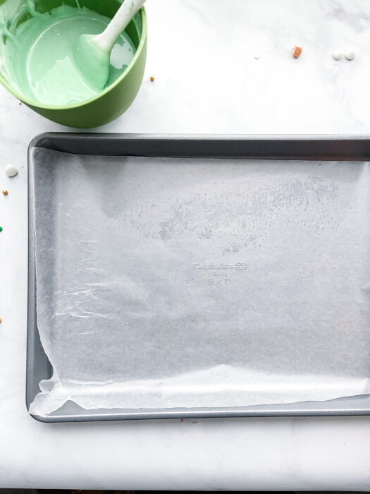 wax paper on tray