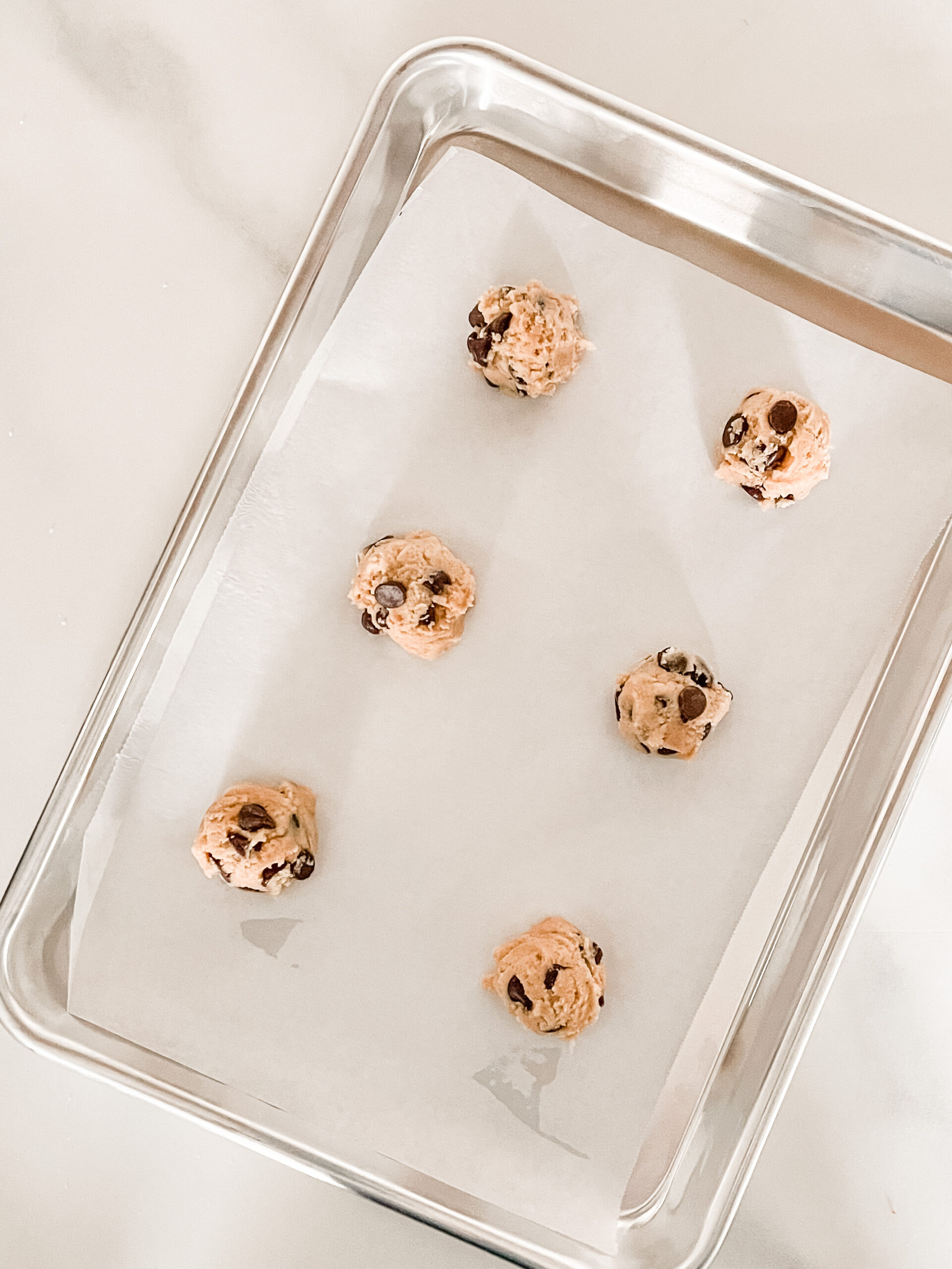 cookie dough on tray