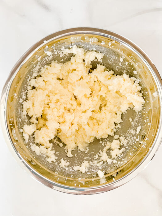 butter and sugar after mixed in bowl