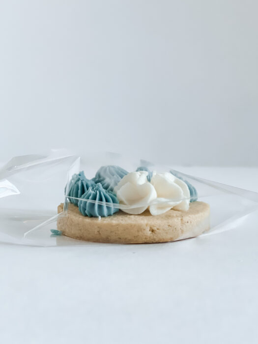 buttercream cookie in heat sealed bag