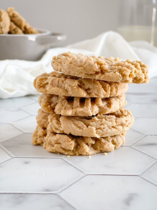 peanut butter cookies stacked