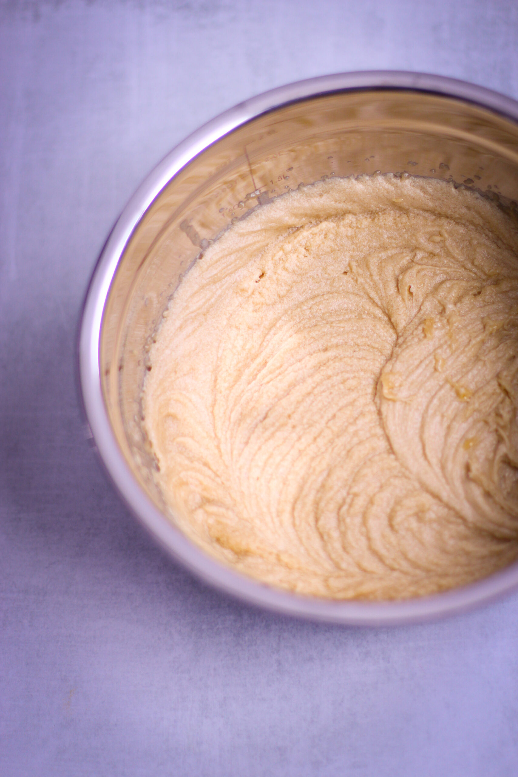 eggs added to butter and sugar mixture