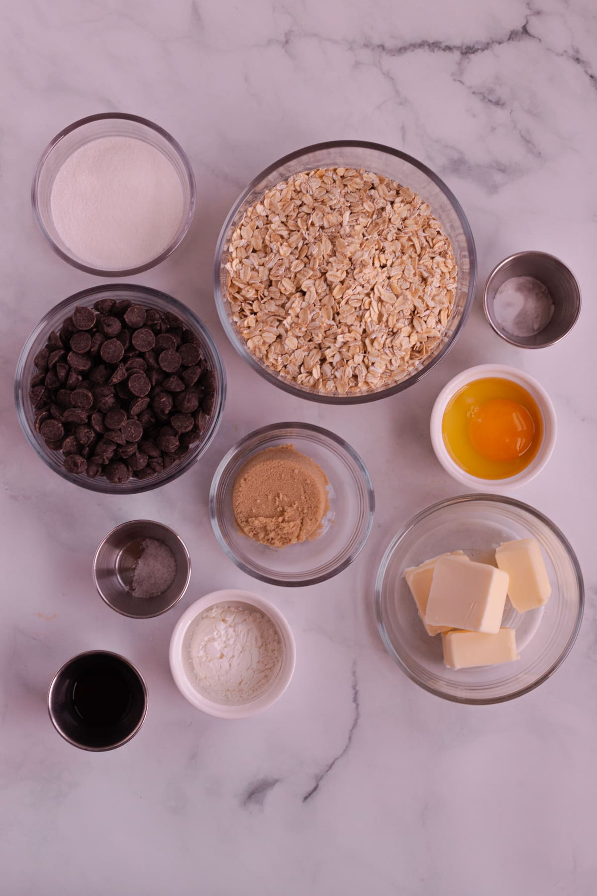 ingredients for flourless chocolate chip cookies