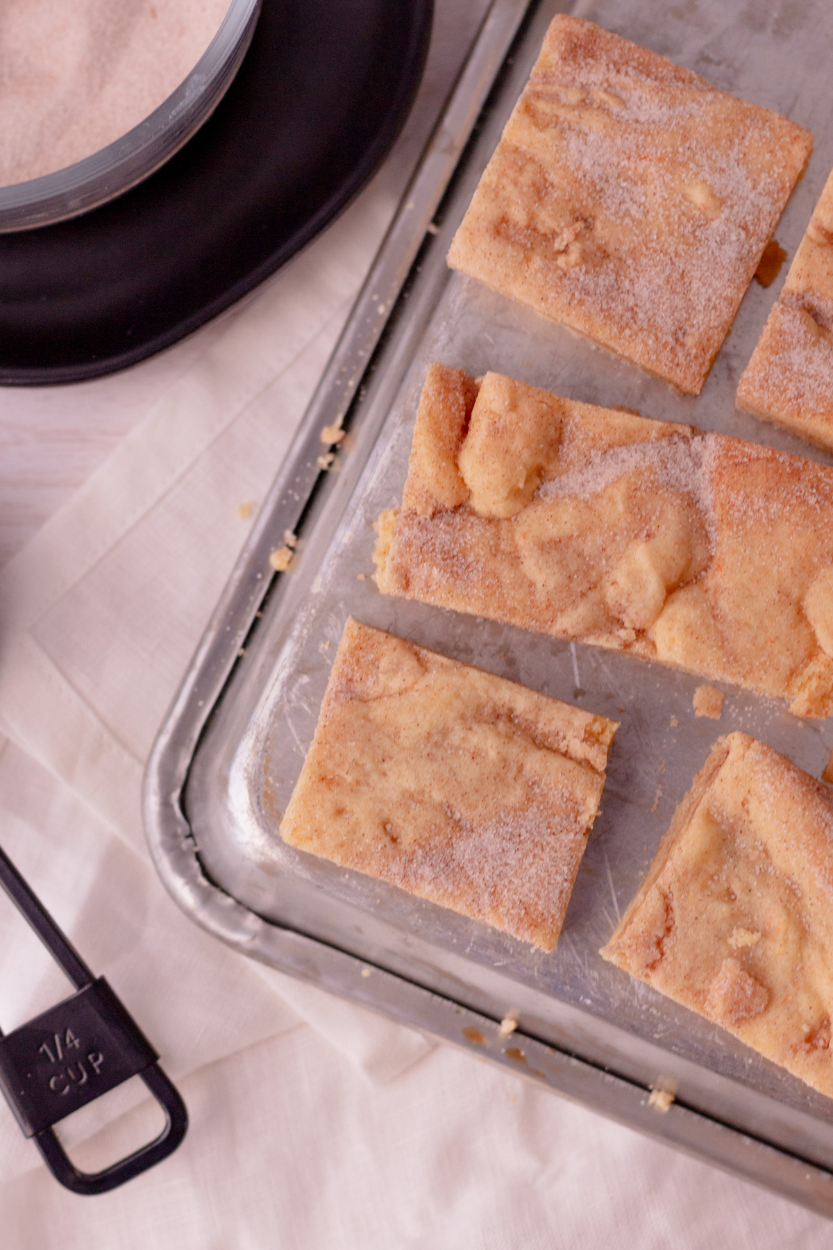 cookie bars laid out on a cookie sheet