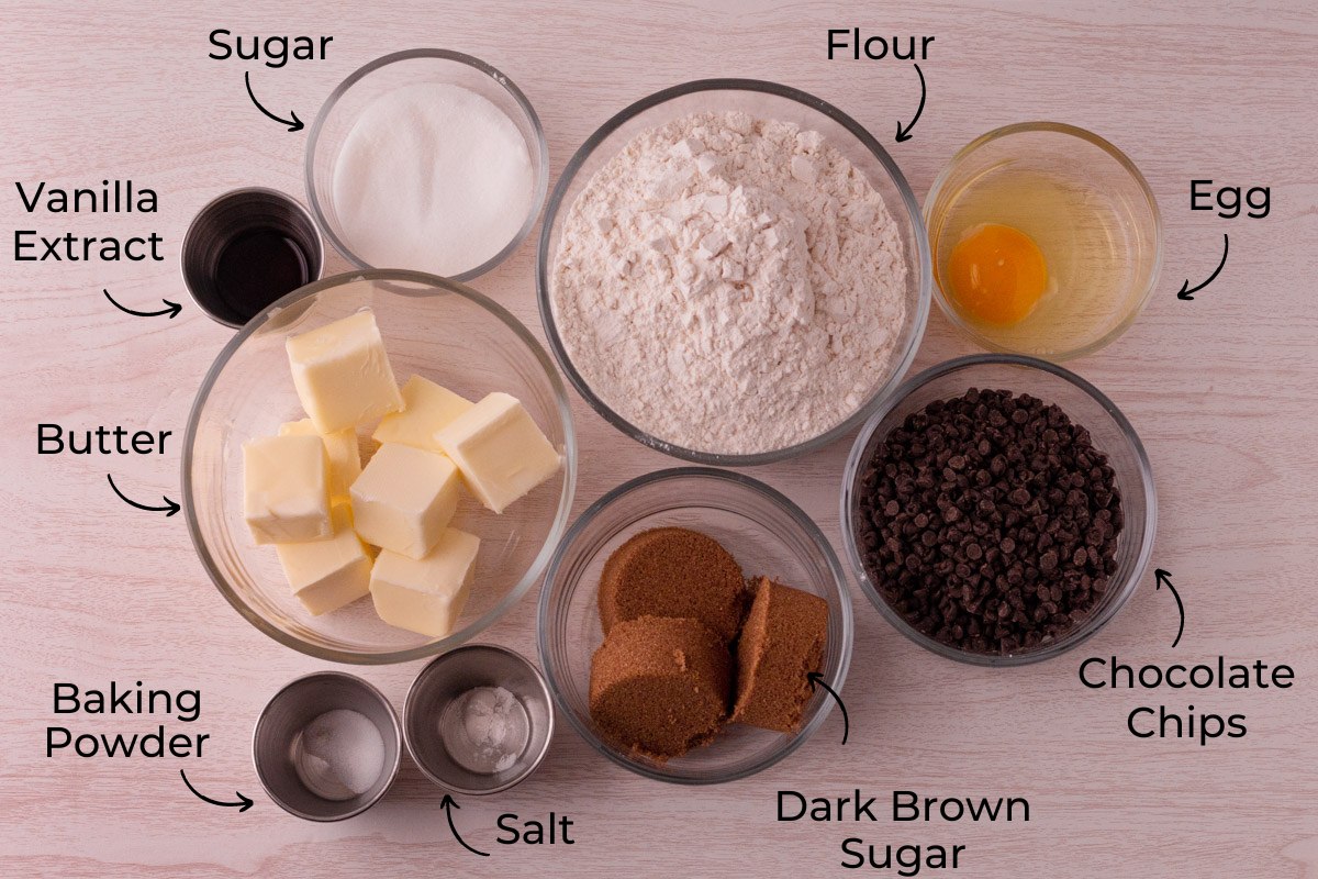 Chocolate Chip Cookie Cutout Ingredients