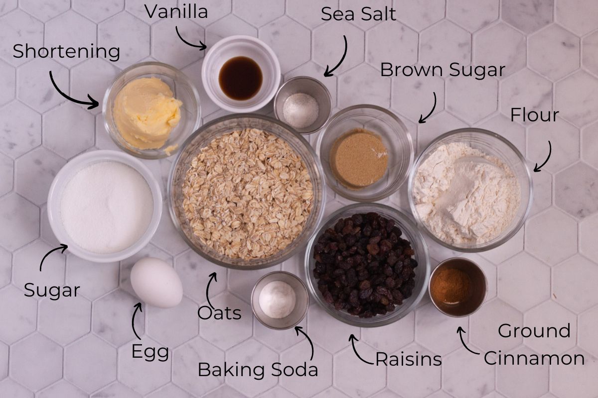 ingredients for oatmeal cookies