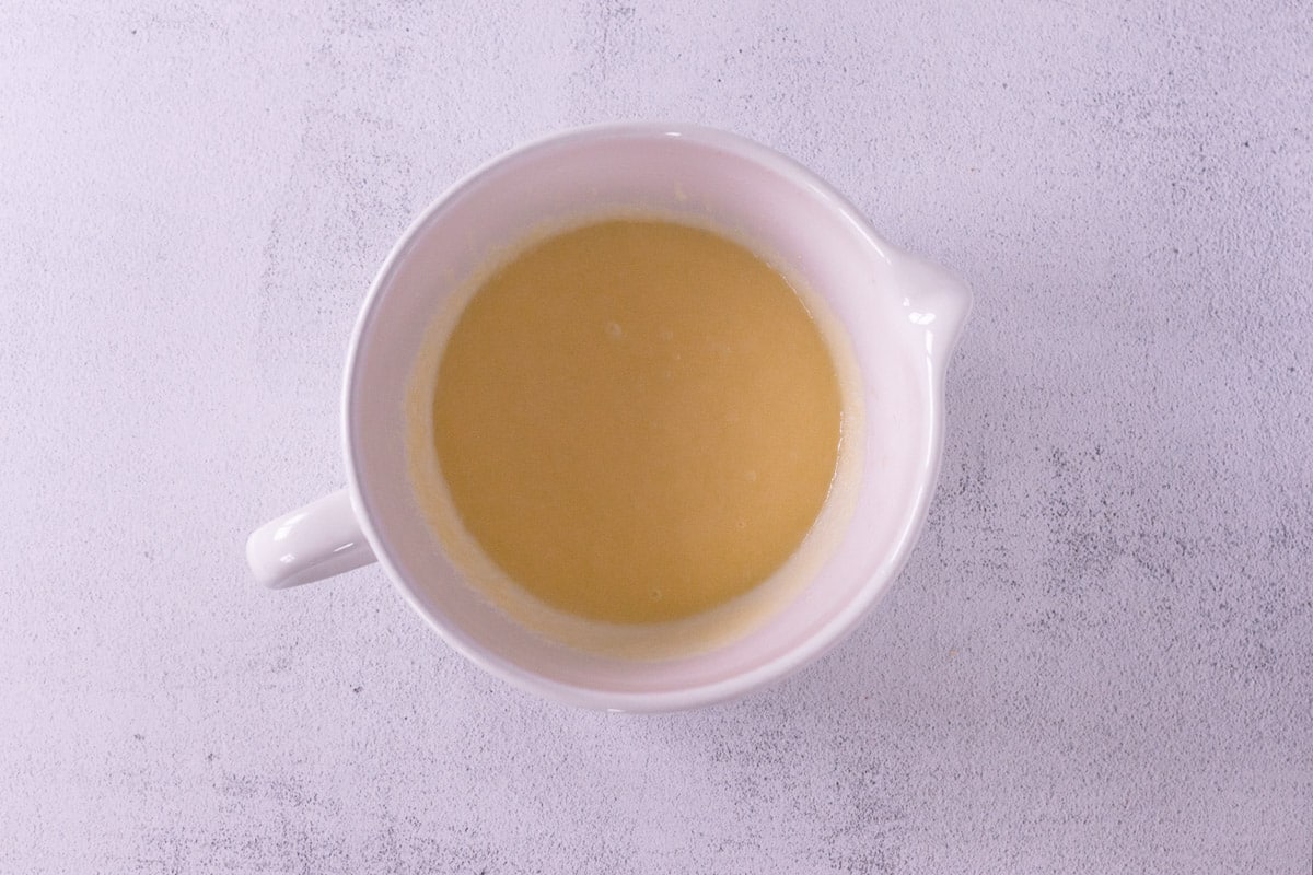 Butter and granulated sugar mixed in large bowl. 