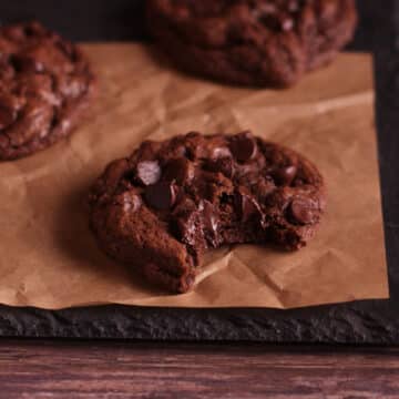 Chocolate cookie on tray.